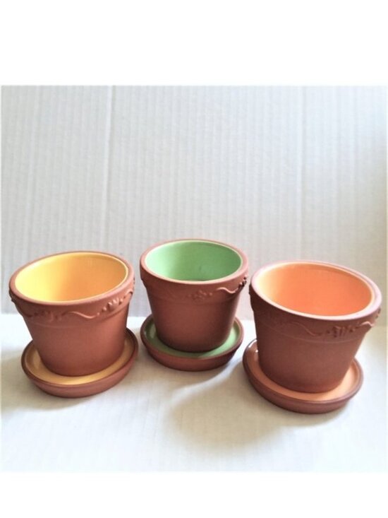 PartyLite Candle Holders Other - Candle Holders PartyLite Terra Cotta Mini Garden Pots Votive Trio RARE Retired